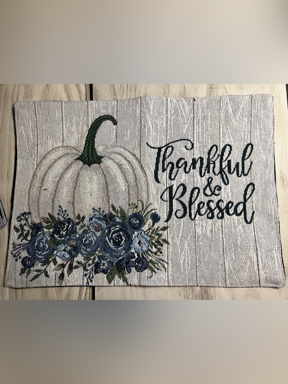 Set of 8 Thankful & Blessed Pumpkin Fall Placemats Farmhouse Thanksgiving